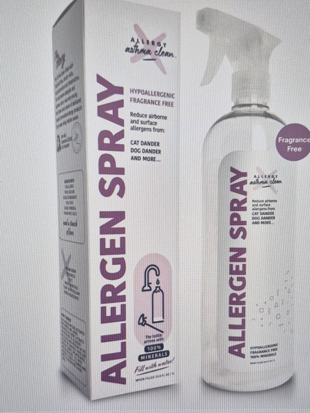Allergy Asthma Clean Allergen Spray Hypoallergenic Fragrance Free 33.8